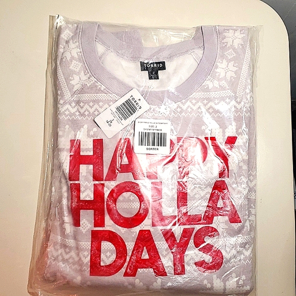 ❤️NWT TORRID SWEATSHIRT - CHRISTMAS HOLIDAY HOLLA DAYS SUPER SOFT PLUSH - Picture 5 of 10
